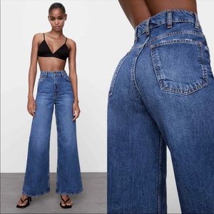 NWT ZARA TRUTE WIDE LEG JEANS IN STONE BLUE SIZE 6